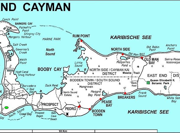map of grand cayman broken down into districts